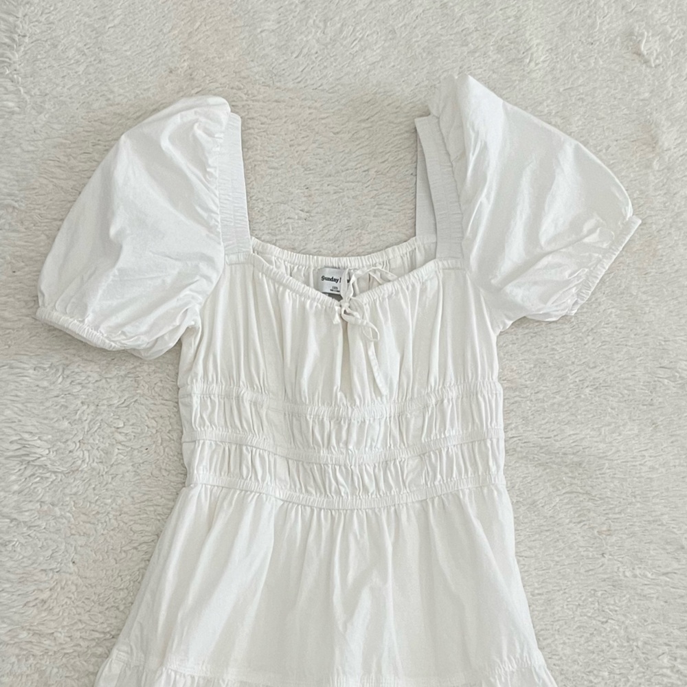 sunday best martine poplin short sleeve dress size xxs white